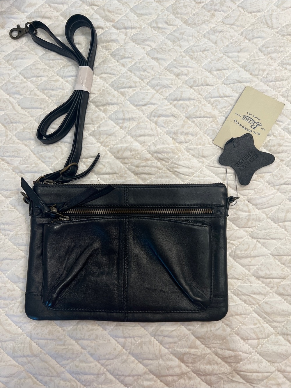 Genuine Leather Black Crossbody Clutch - Bass & Co.